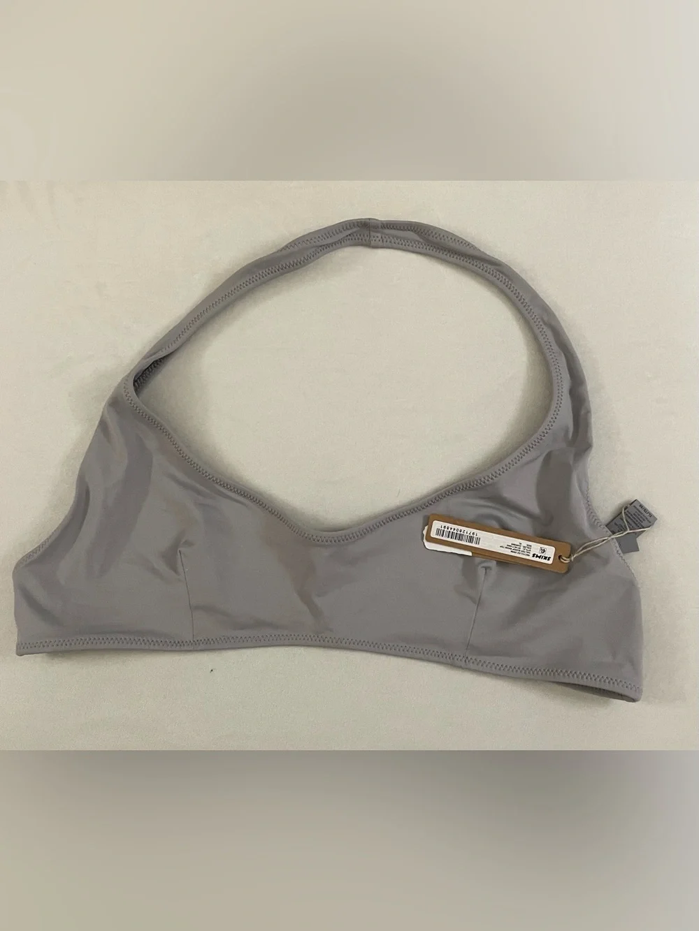 Skims NWT Halter Scoop Bikini Top in Light Chrome Grey Size XL